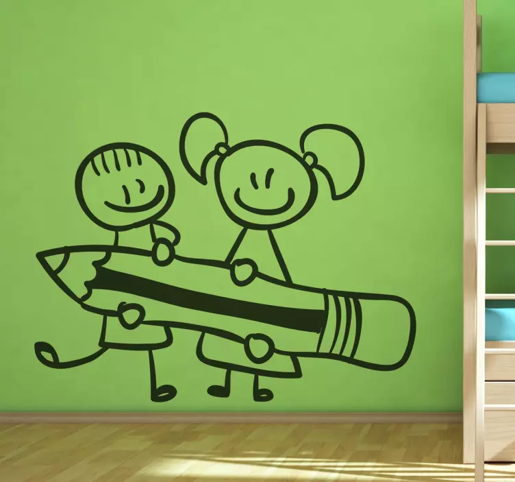 Naklejka dekoracyjna szkic dzieci z ołówkiem - TenStickers