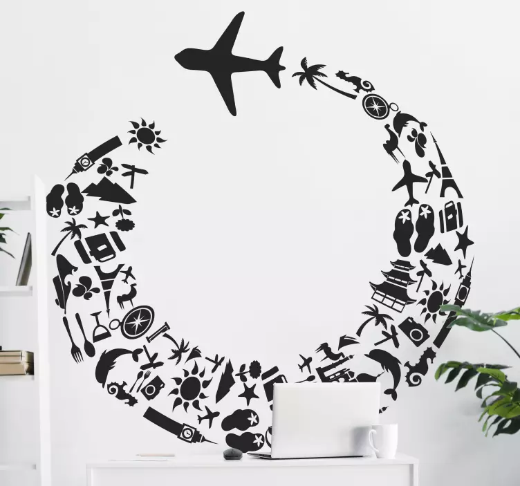 Naklejka dekoracyjna wakacje samolotem - TenStickers