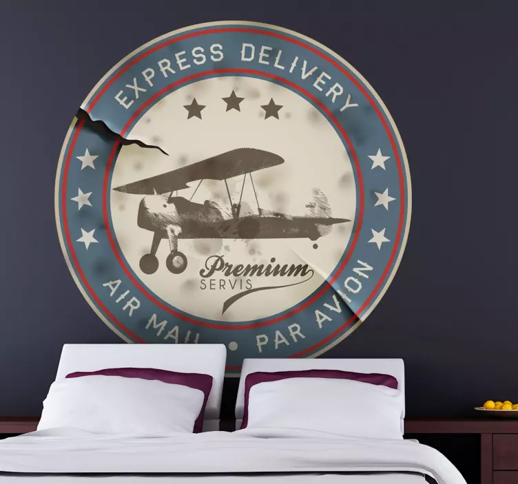 Naklejka dekoracyjna znaczek samolot retro - TenStickers