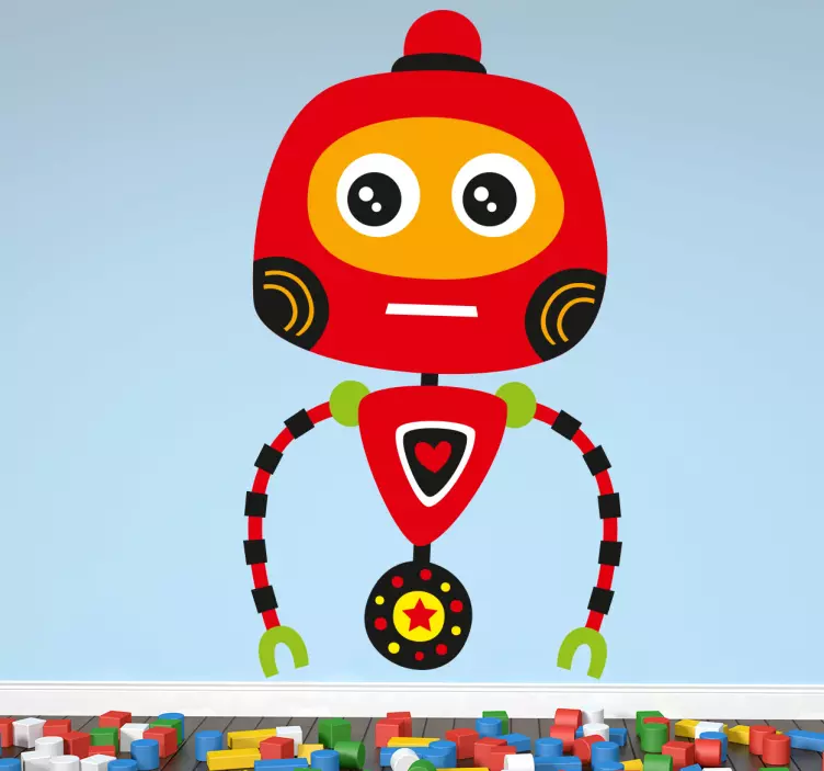 Naklejka dla dzieci czerwony robot - TenStickers
