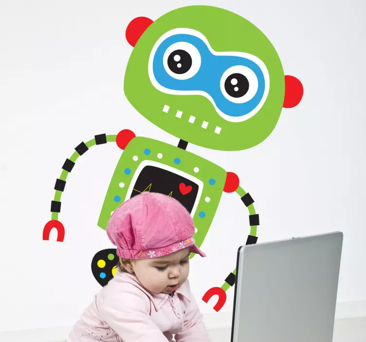 Naklejka dla dzieci zielony robot - TenStickers