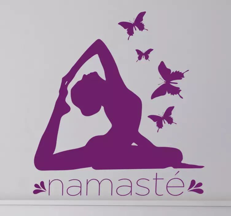 Naklejka do jogi namaste z motylami - TenStickers