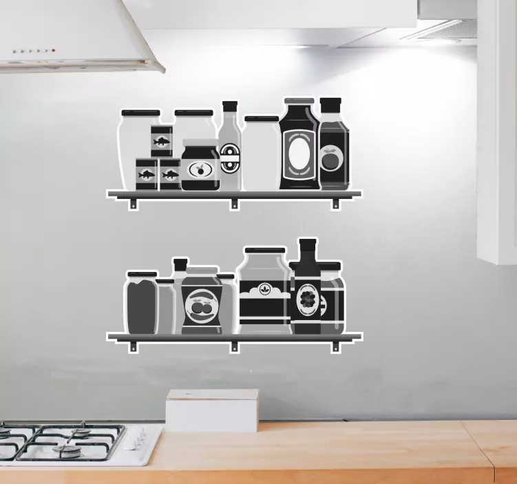 Naklejka na ścianę do kuchni Ozdobna półka ze słoikami - TenStickers