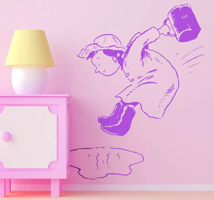 Naklejka dziecięca dziewczynka kałuża - TenStickers