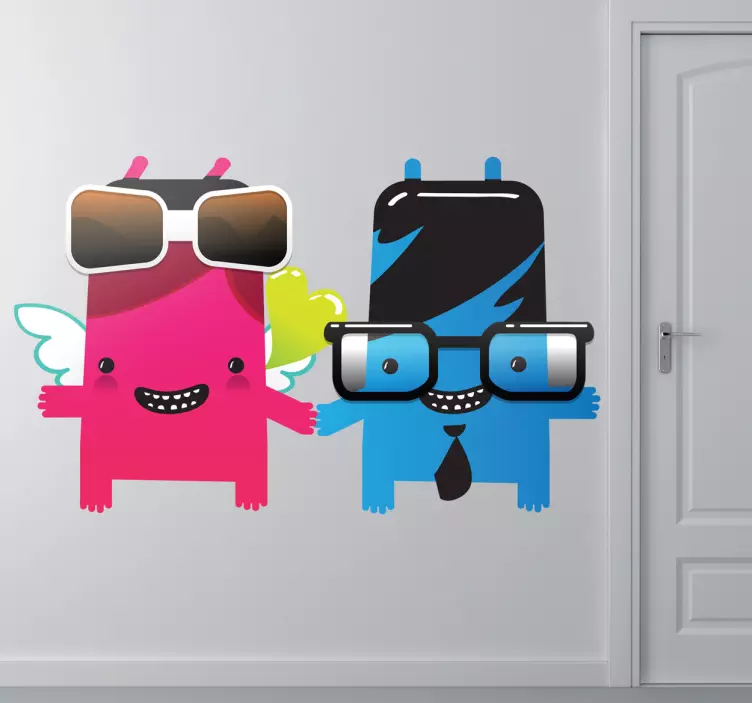 Naklejka dziecięca para potworów kujonów - TenStickers