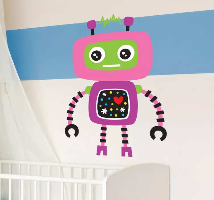 Naklejka dziecięca różowy robot - TenStickers
