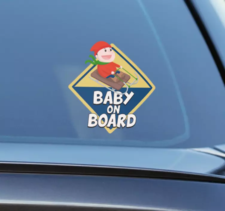 Naklejka na auto dziecko na pokładzie sanki - TenStickers