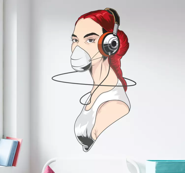 Naklejka dziewczyna słuchająca muzyki - TenStickers