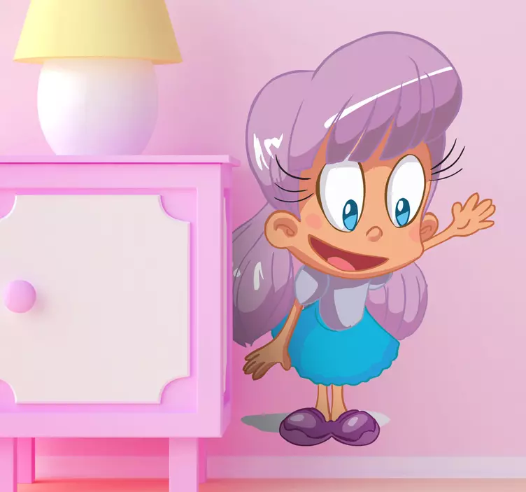 Naklejka dziewczynka liliowe włosy - TenStickers