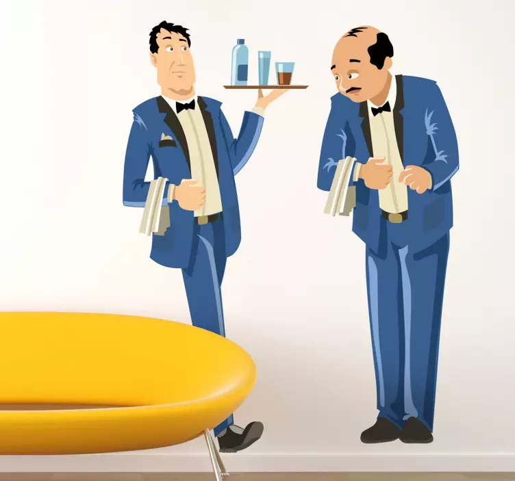 Naklejka kelnerzy w niebieskich strojach - TenStickers