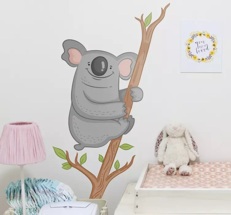 Naklejka koala na gałęzi ilustracja - TenStickers