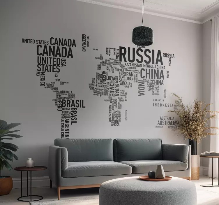 Naklejka mapa świata napisy - TenStickers
