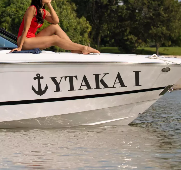 Naklejka marynarska nazwa z rysunkiem kotwicy - TenStickers