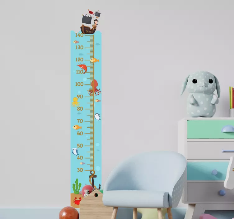 Naklejka miarka wzrostu morskie życie z kotwicą - TenStickers