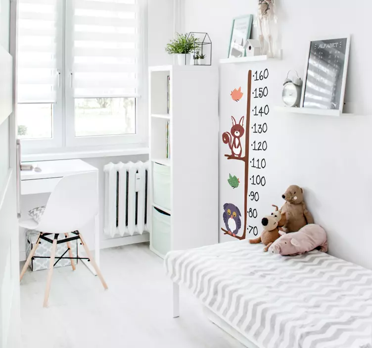 Miarka wzrostu naklejka Wykres wzrostu sowy i królika - TenStickers