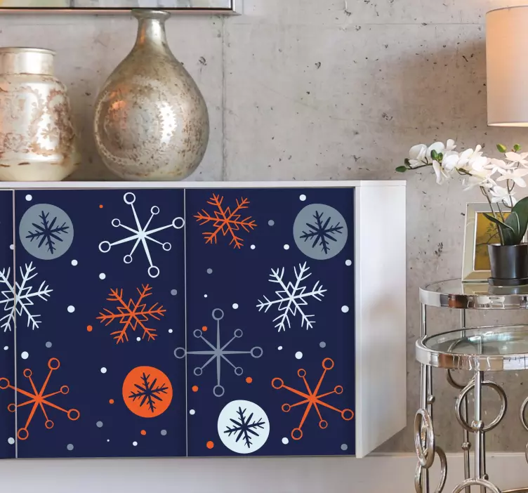 Naklejka Niebieskie i pomarańczowe płatki śnieg - TenStickers