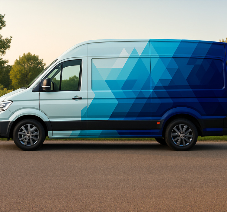 Naklejka na ciężarówkę projekt niebieskich trójkątów - TenStickers