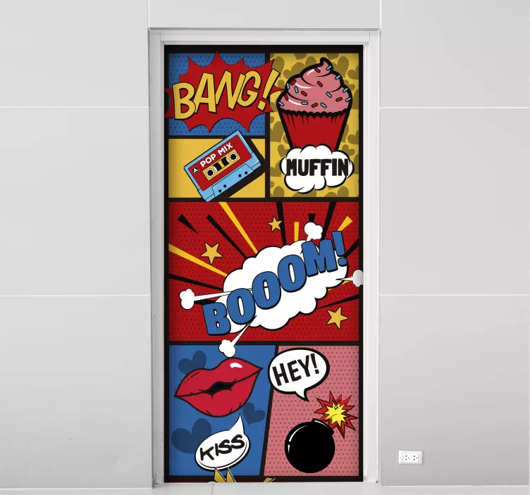 Okleina na drzwi pop-art komiks Bang - TenStickers