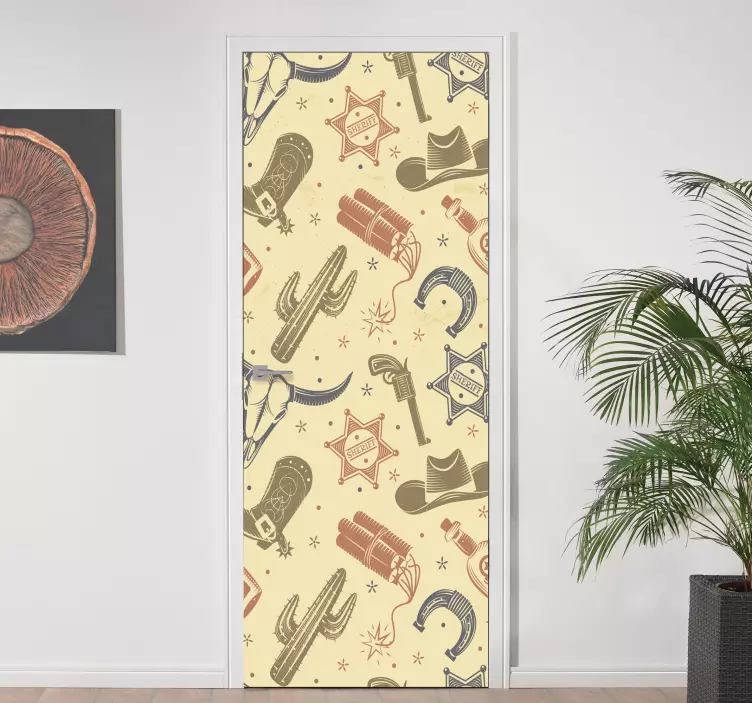 Naklejka na drzwi z elementami w stylu western - TenStickers