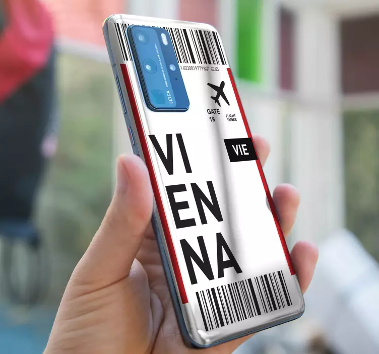 Naklejka na huaweia z biletem lotniczym do wiednia - TenStickers