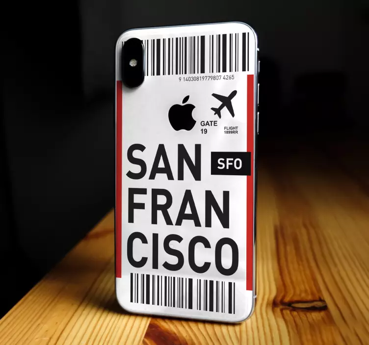 Naklejka na iphone bilet do san francisco - TenStickers