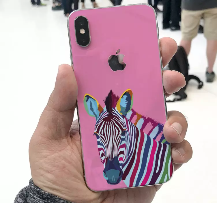 Naklejka na iphone kolorowa zebra na ekranie - TenStickers