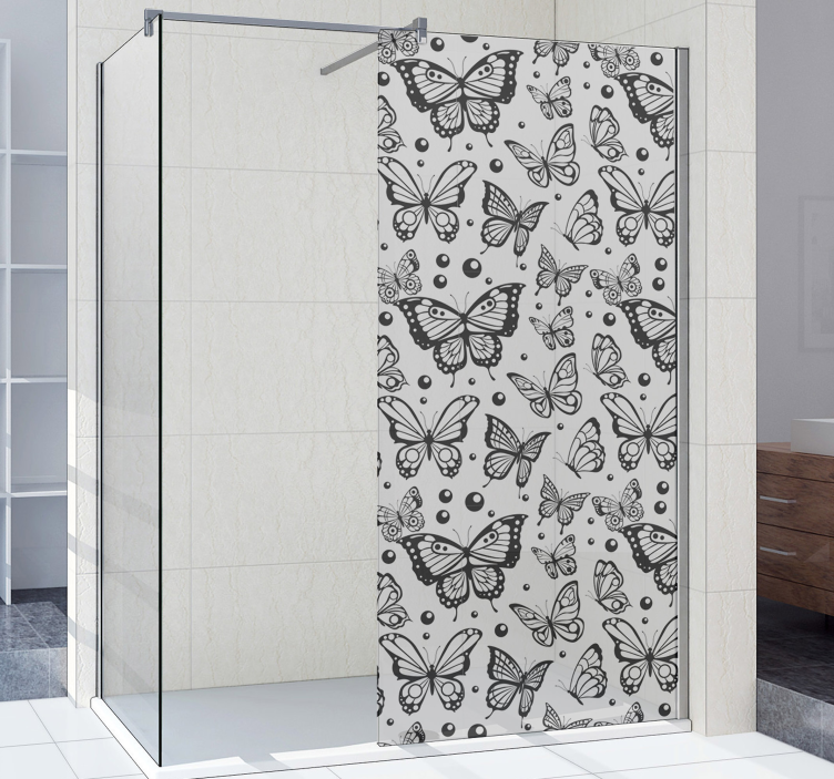 Naklejka na prysznic Jednokolorowe motyle i kropki - TenStickers