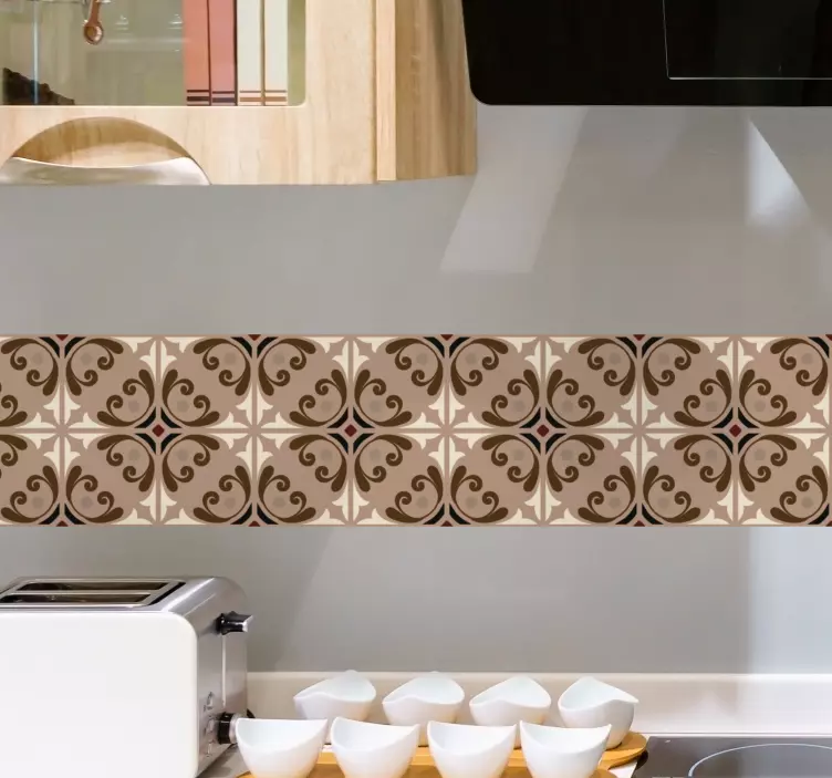 Naklejka na kafelki elegancki beżowy wzór - TenStickers