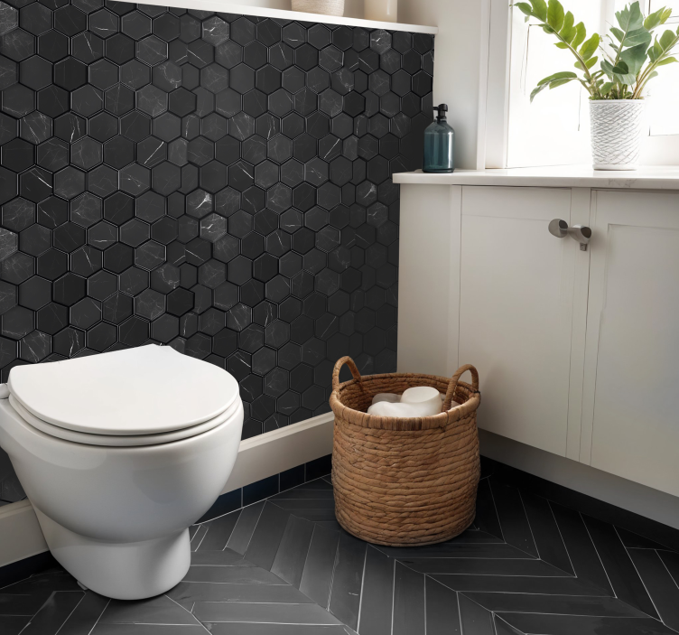 Naklejka na kafelki sześciokąt czarny - TenStickers