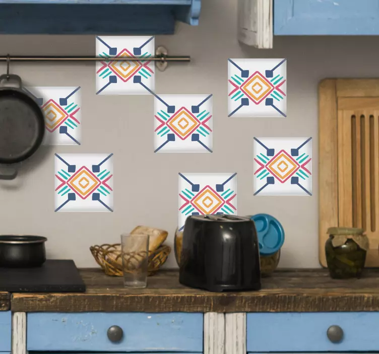 Naklejka na kafelki Wzór z lat 70 - TenStickers