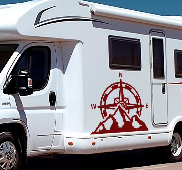 Naklejka na Kampera kompas i góry - TenStickers