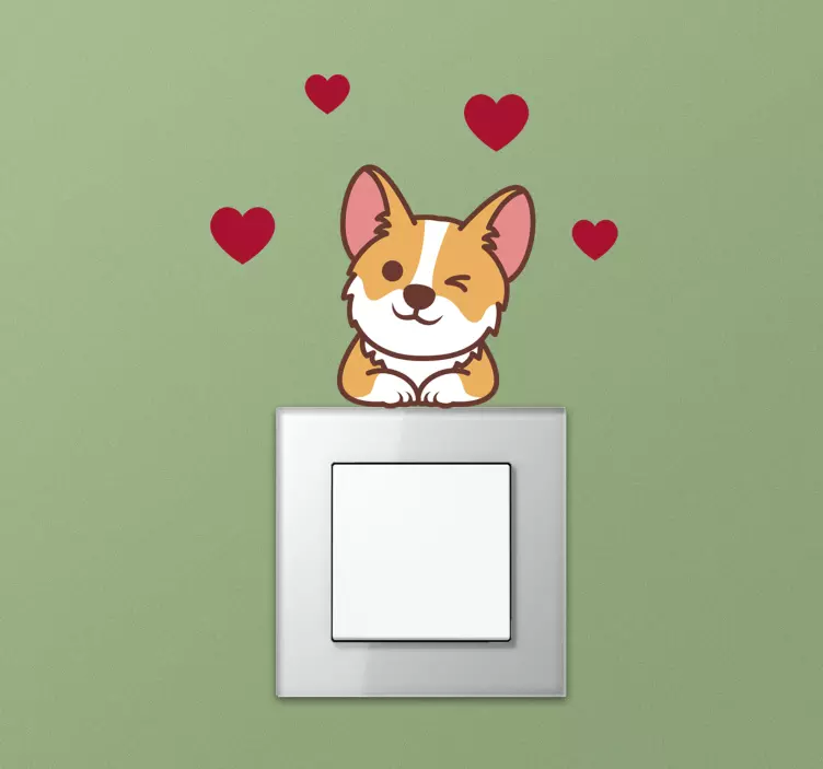 Naklejka na włącznik światła corgi - TenStickers