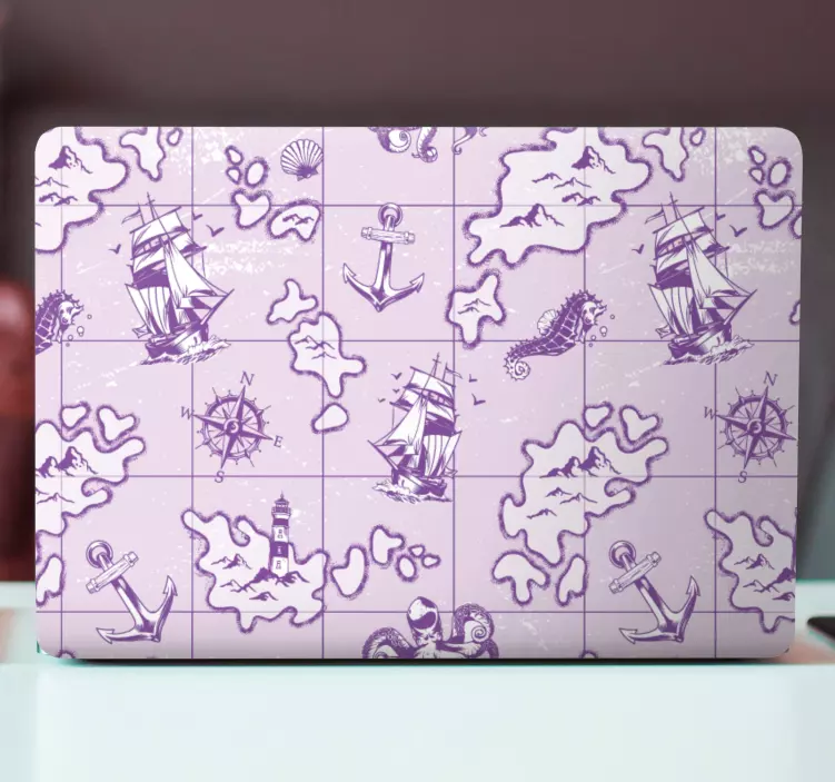 Naklejka na laptopa Fioletowe elementy ilustracja kompasu - TenStickers