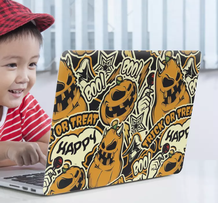 Naklejka na laptop Piękny Halloweenowy wzór - TenStickers