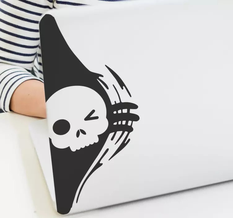 Naklejka na laptopa Monokolorowa czaszka zerkająca - TenStickers