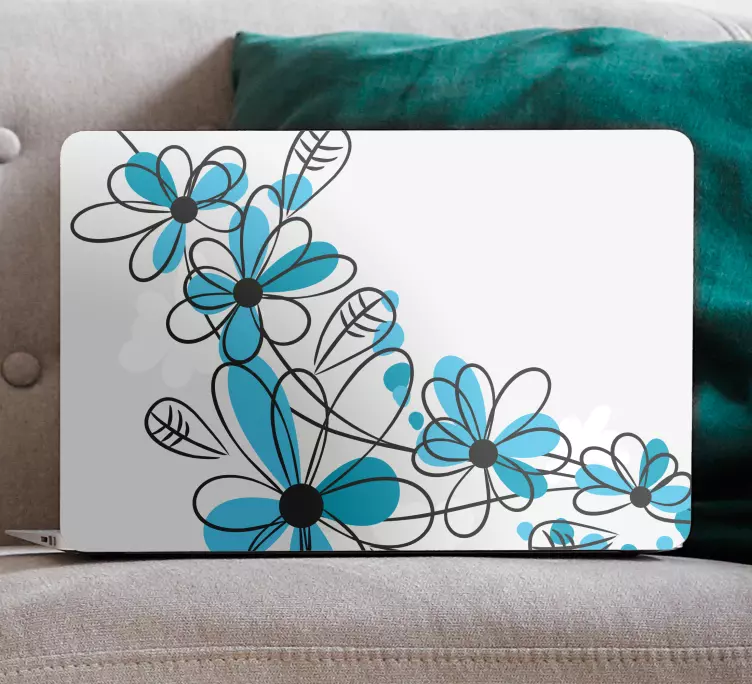 Naklejka na laptopa Sylwetka niebieski kwiat - TenStickers