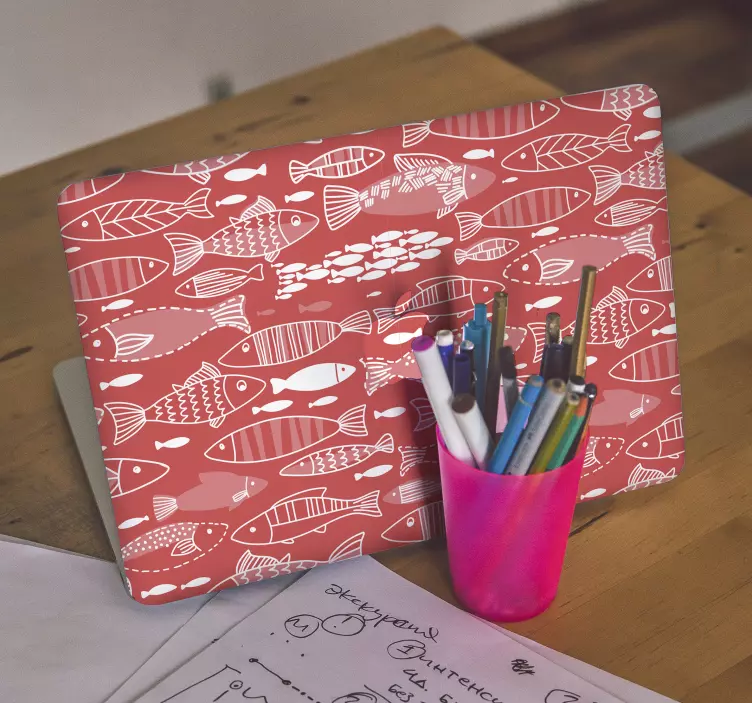 Naklejka na laptopa kapryśny wzór ryby - TenStickers