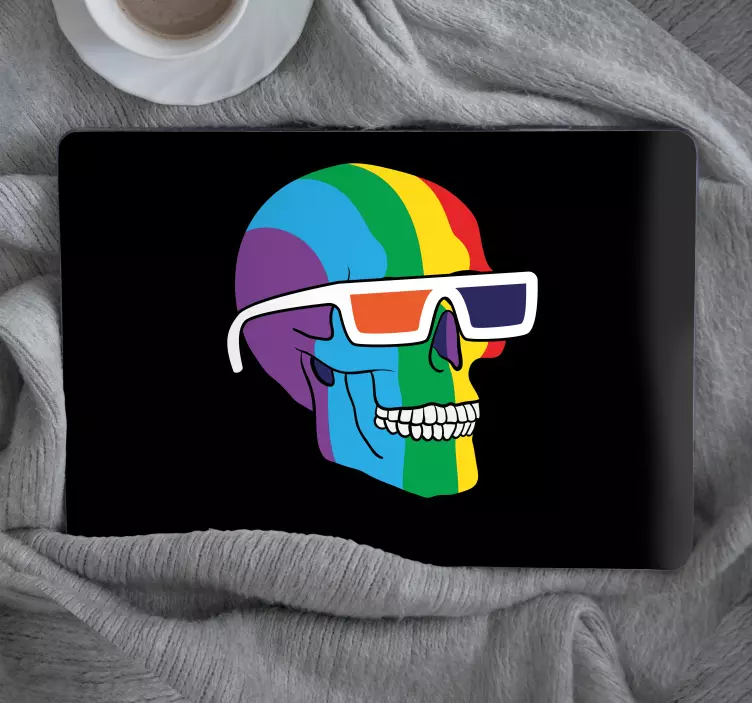 Naklejka na laptopa kolorowa ramka czaszki - TenStickers