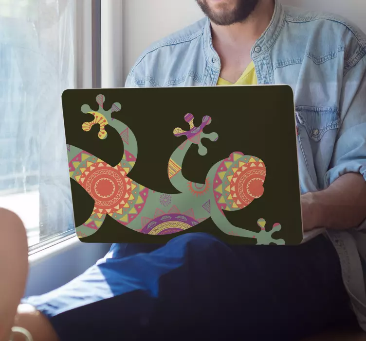 Naklejka na laptopa kolorowa sztuka jaszczurki - TenStickers