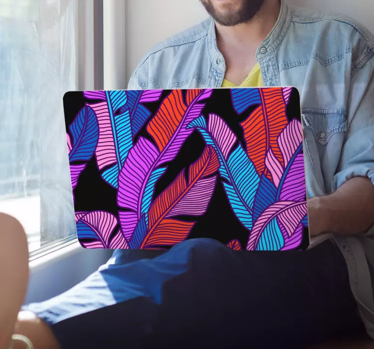 Naklejka na laptopa kolorowy wzór liści - TenStickers