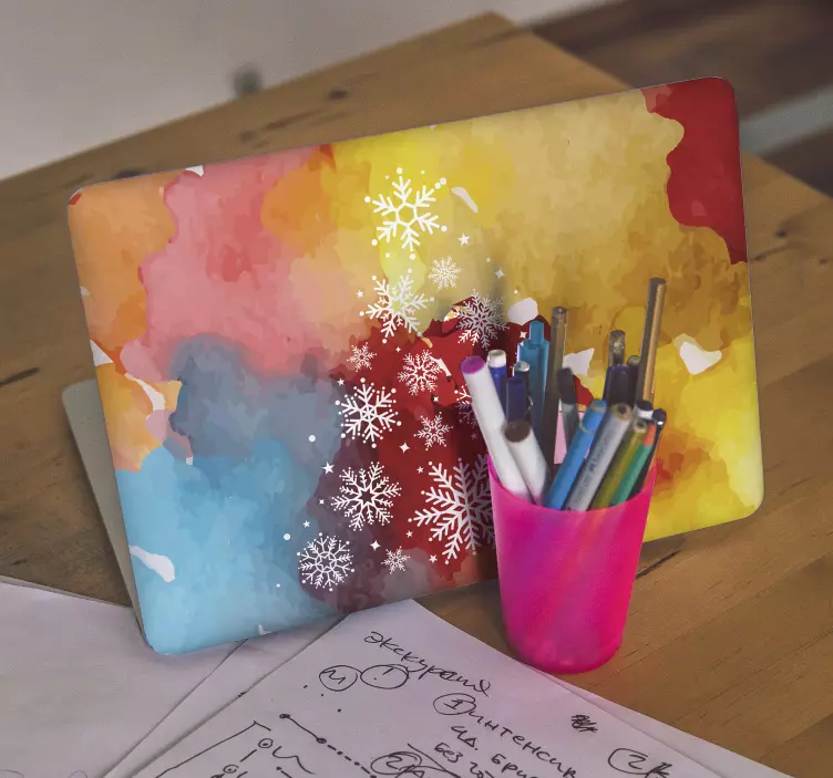 Naklejka na laptopa kolorowy wzór płatka śniegu - TenStickers