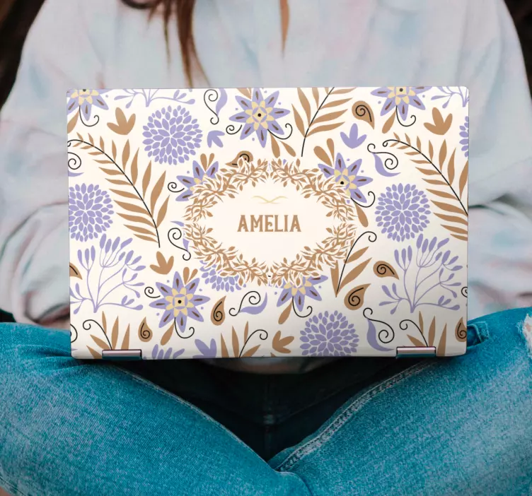 Naklejka na laptopa kwiatowa spersonalizowana okładka - TenStickers