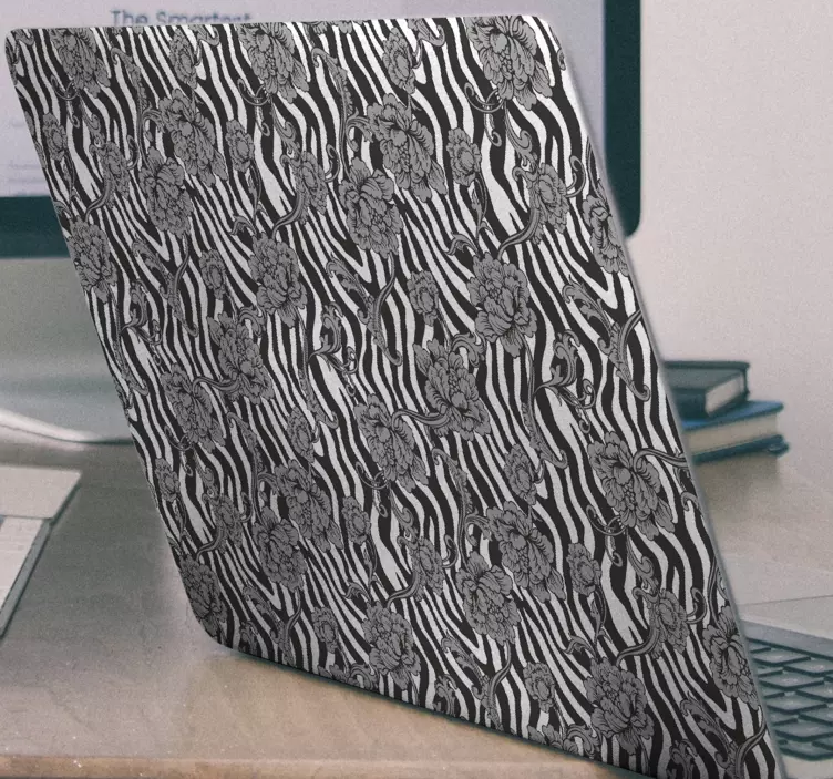 Naklejka na laptopa kwiatowy wzór zebry - TenStickers