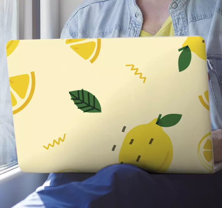 Cytrynowa naklejka na laptopa w stylu Memphis  - TenStickers