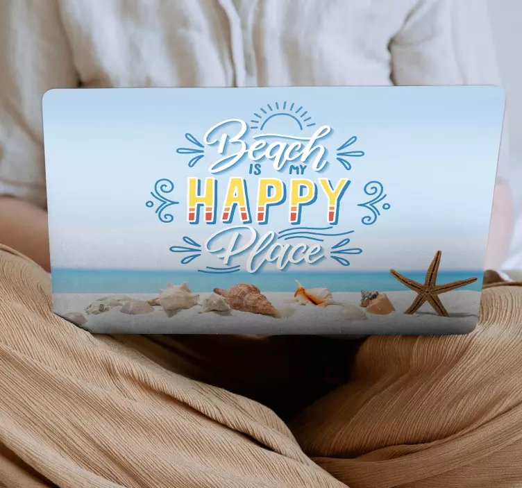 Naklejka na laptopa miejsce szczęścia na plaży - TenStickers