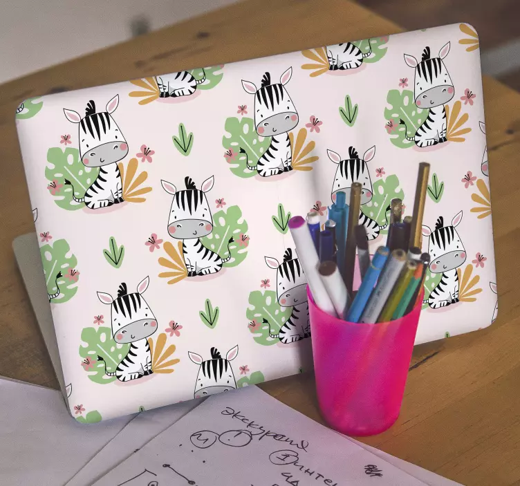 Naklejka na laptopa urocze wzory zebry - TenStickers