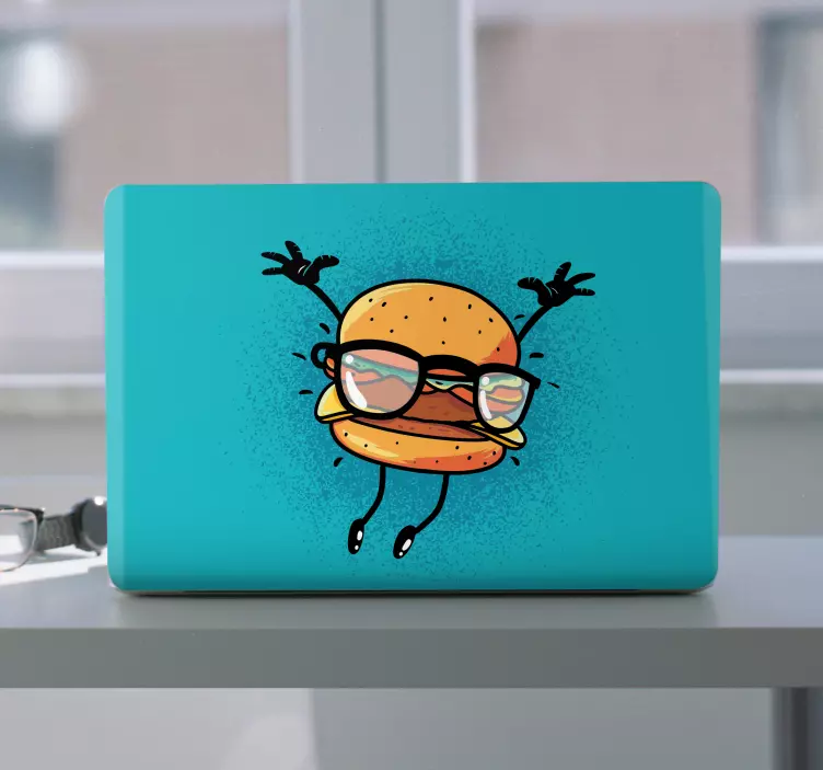Naklejka na laptopa tańczący burger - TenStickers