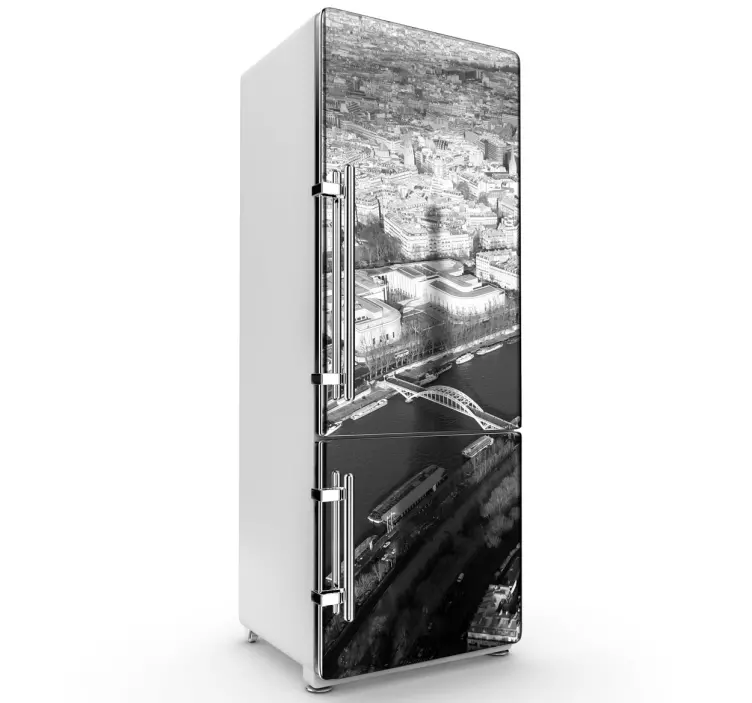 Naklejka na lodówkę Wieża Eiffla widok miasto - TenStickers