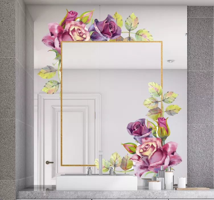 Naklejka na lustro kolorowe kwiaty - TenStickers