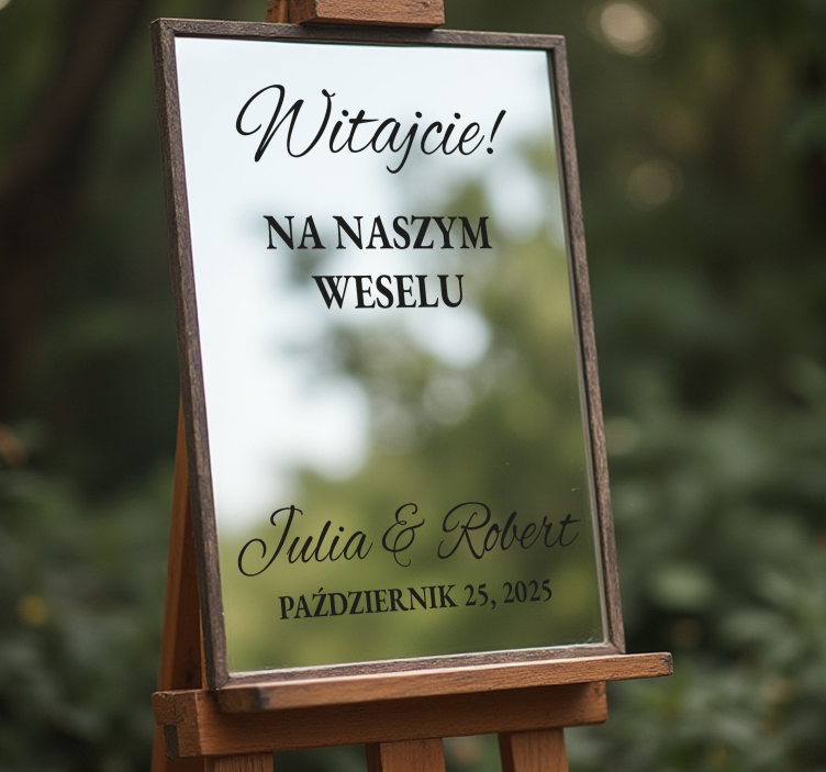 Naklejka na lustro witamy na naszym ślubie - TenStickers
